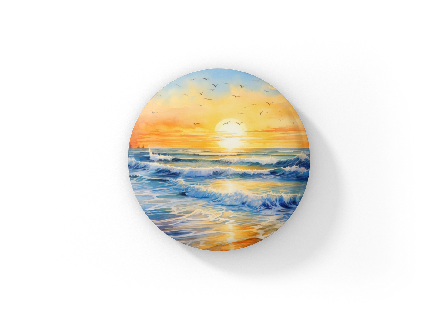 Beach Landscape 1 Pin Back Button, Magnet, Keychain