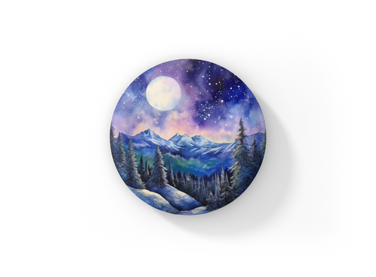 Night Forest 3 Pin Back Button, Magnet