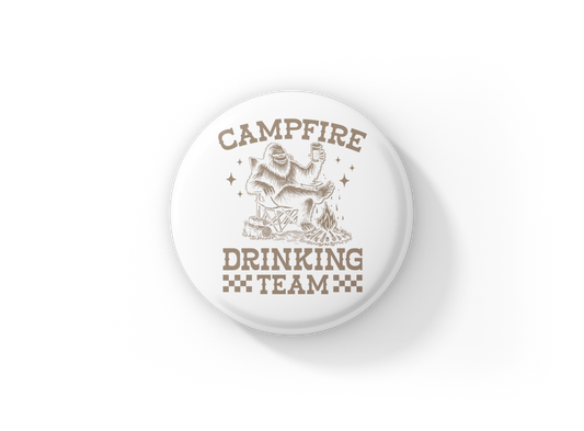 Campfire Drinking Team Bigfoot Pin Back Button, Magnet