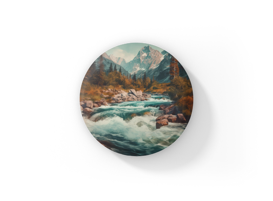 Rushing Water River 3 Pin Back Button, Magnet, Keychain