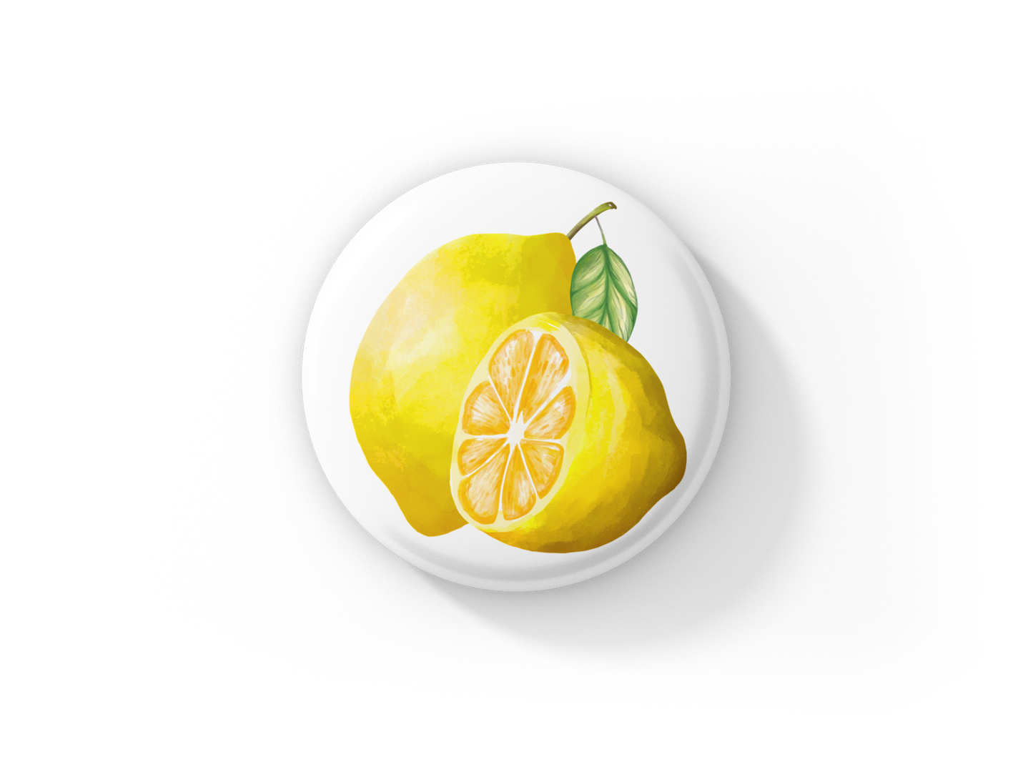 Lemon Pin Back Button, Magnet