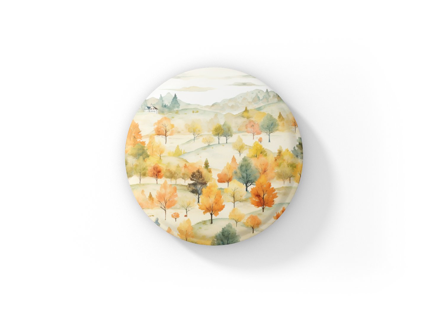 Country Fall Landscape 11 Pin Back Button, Magnet