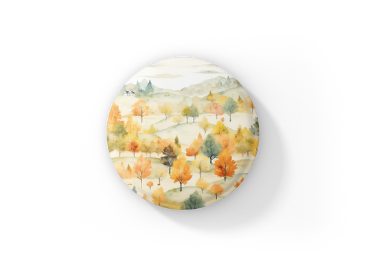 Country Fall Landscape 11 Pin Back Button, Magnet