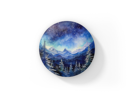 Night Forest 6 Pin Back Button, Magnet