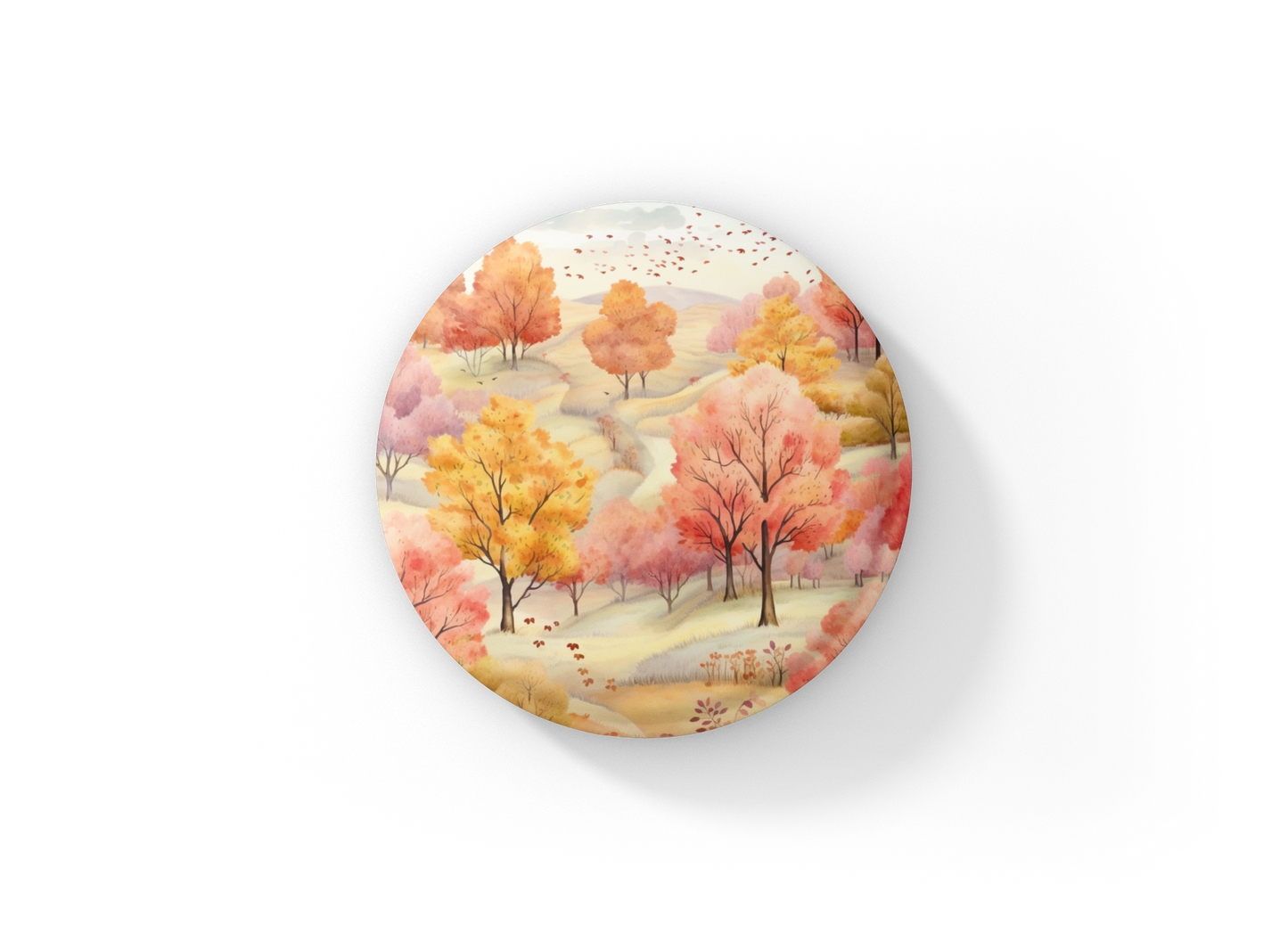 Country Fall Landscape 12 Pin Back Button, Magnet