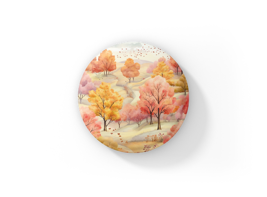 Country Fall Landscape 12 Pin Back Button, Magnet