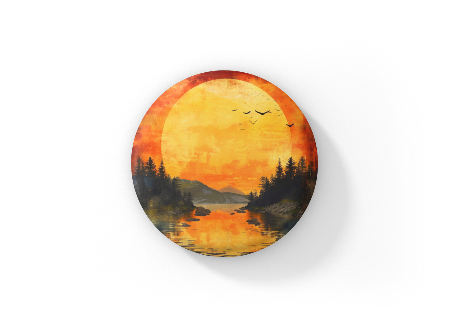 Sunset Forest Pin Back Button, Magnet