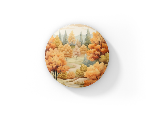 Country Fall Landscape 7 Pin Back Button, Magnet