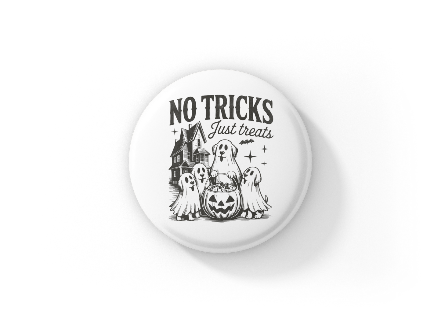 No Tricks Just Treats Pin Back Button, Magnet