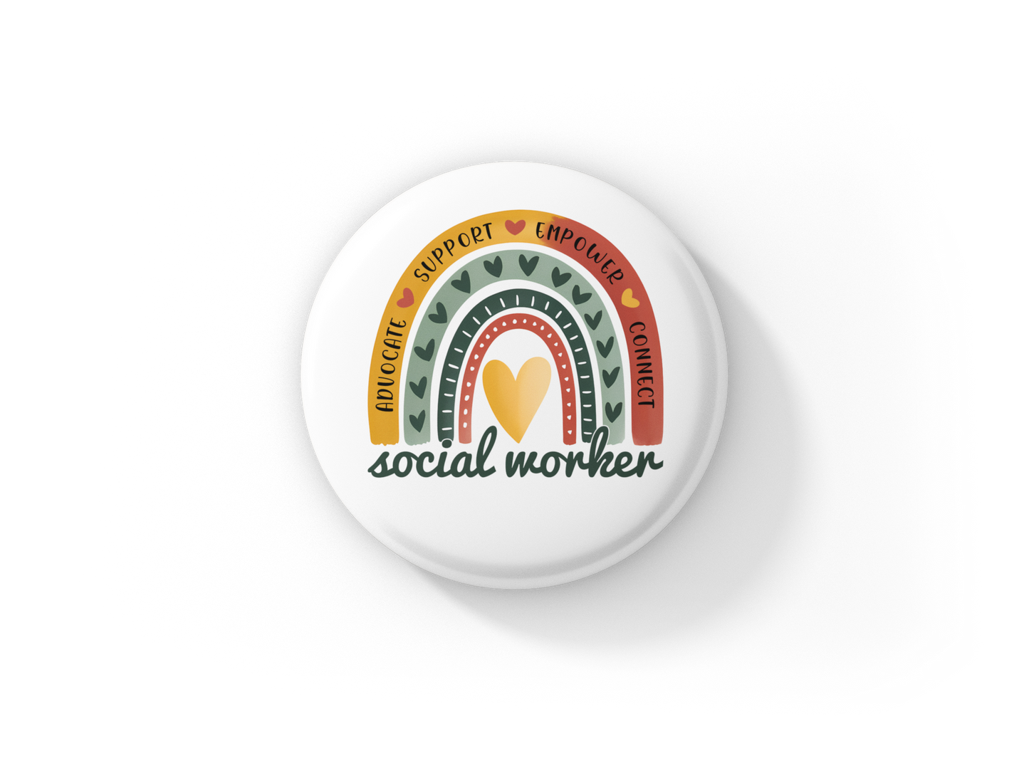 Social Worker Rainbow Pin Back Button, Magnet