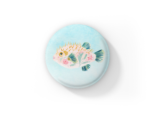 Pufferfish Pin Back Button, Magnet