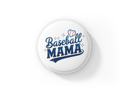 Baseball Mama Pin Back Button, Magnet