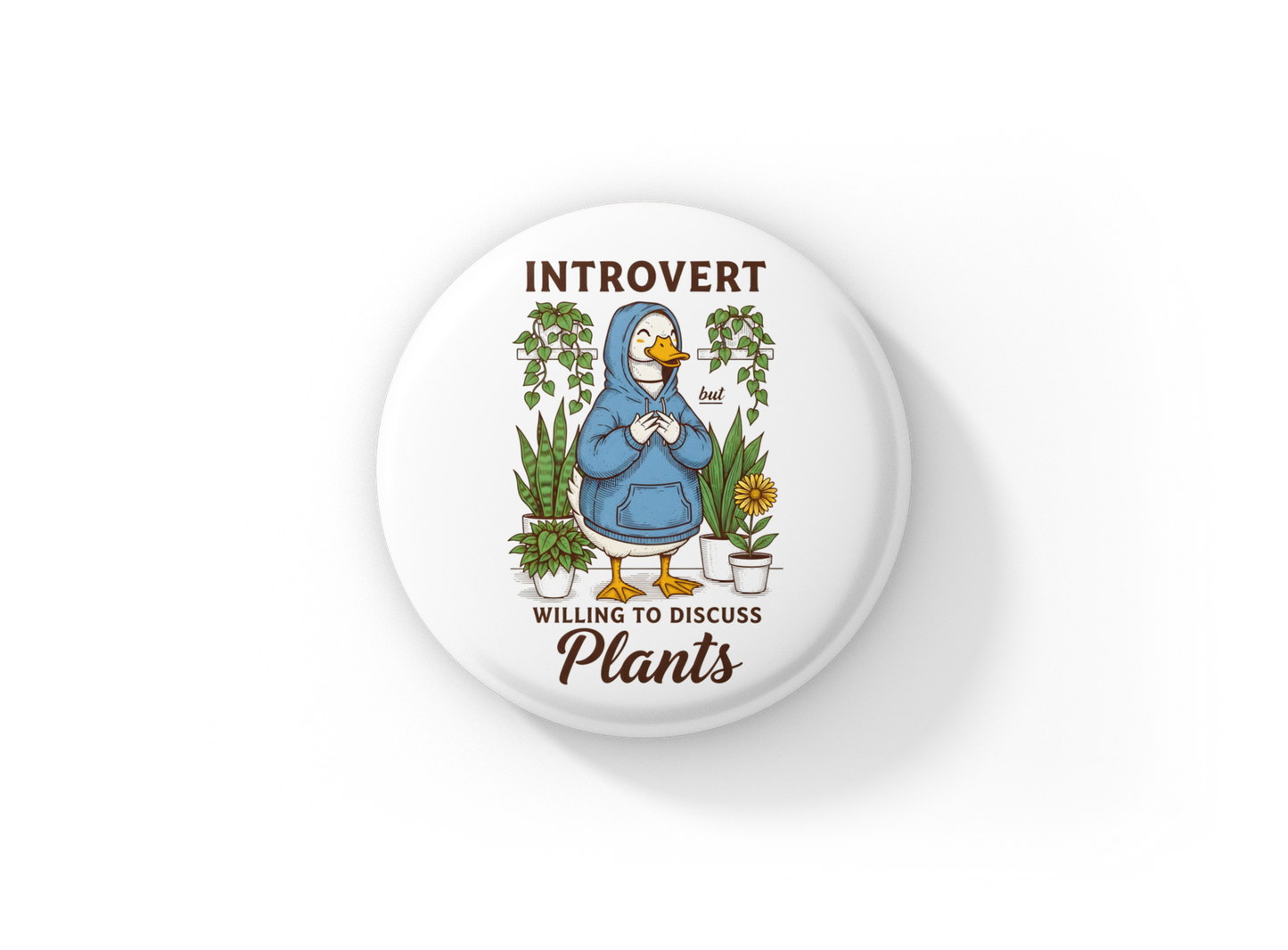 Introvert But Willing To Discuss Plants Pin Back Button, Magnet