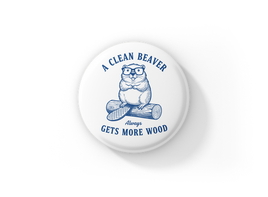 A Clean Beaver Pin Back Button, Magnet
