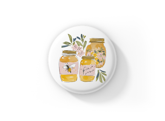 Honey Jars Pin Back Button, Magnet