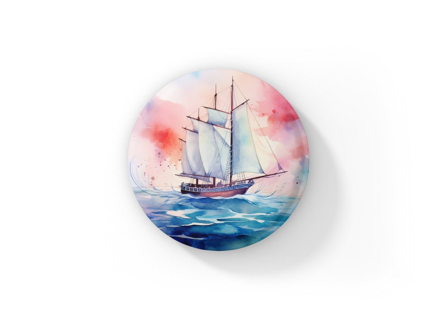 Sail Boat 6 Pin Back Button, Magnet