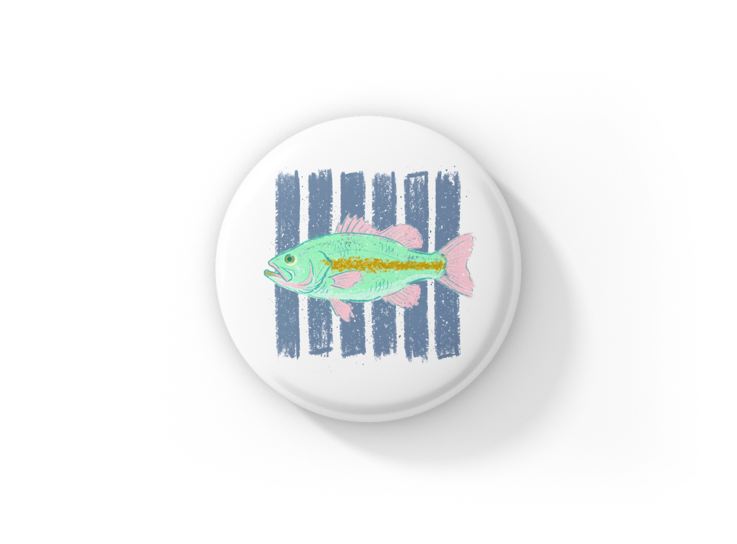 Bass Fish Pastel Pin Back Button, Magnet
