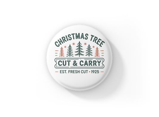 Christmas Tree Farm Pin Pin Back Button, Magnet