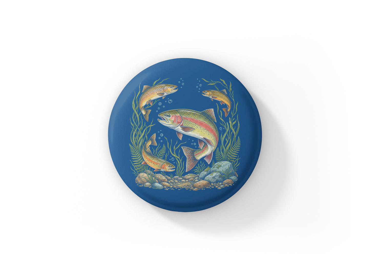 Trout Fish Pin Back Button, Magnet