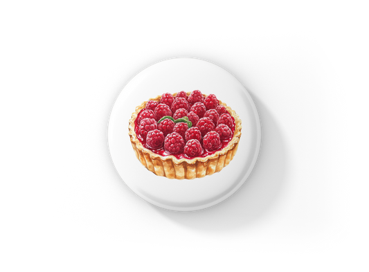 Raspberry Tart Pin Back Button, Magnet