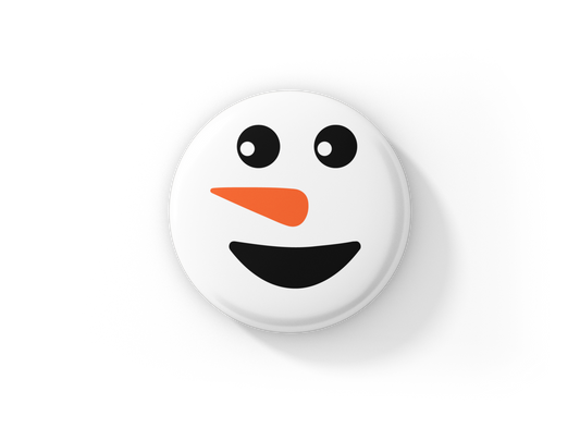 Snowman Face 5 Pin Back Button, Magnet