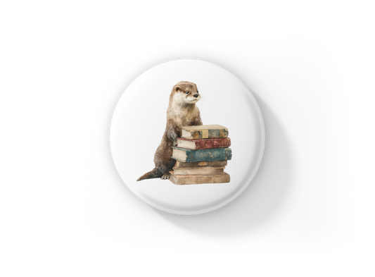 Otter Book 2 Pin Back Button, Magnet