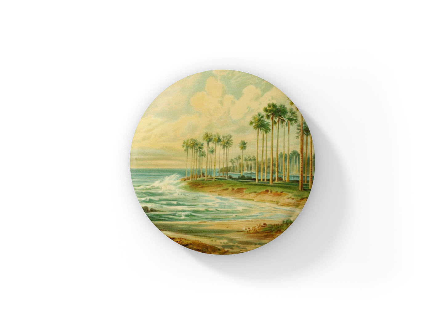 Beach Landscape Pin Back Button, Magnet, Keychain