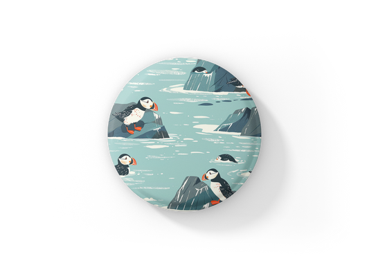 Puffin 3 Pin Back Button, Magnet