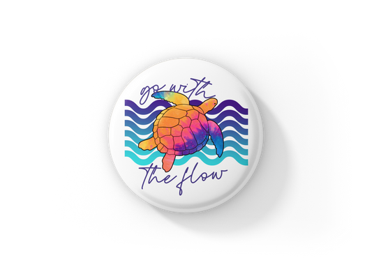 Go With The Flow Pin Back Button, Magnet, Keychain