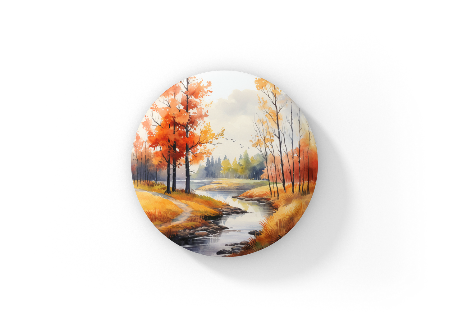 Fall Landscape Pin Back Button, Magnet, Keychain