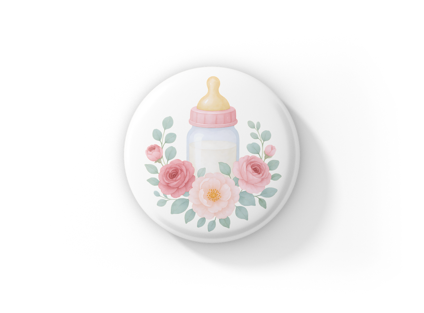 Baby Bottle Pin Back Button, Magnet