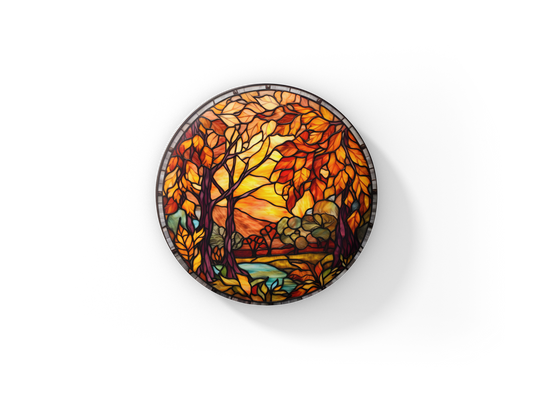 Stained Glass Fall Pin Back Button