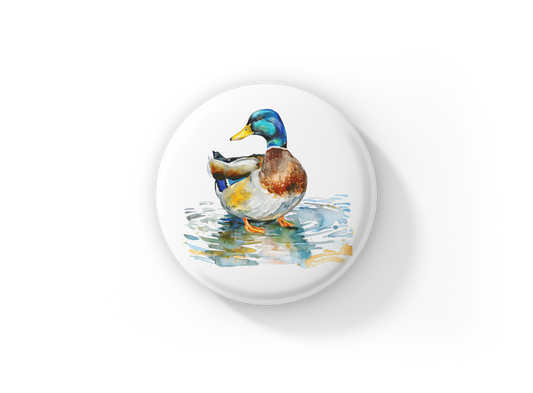 Mallard 4 Pin Back Button, Magnet