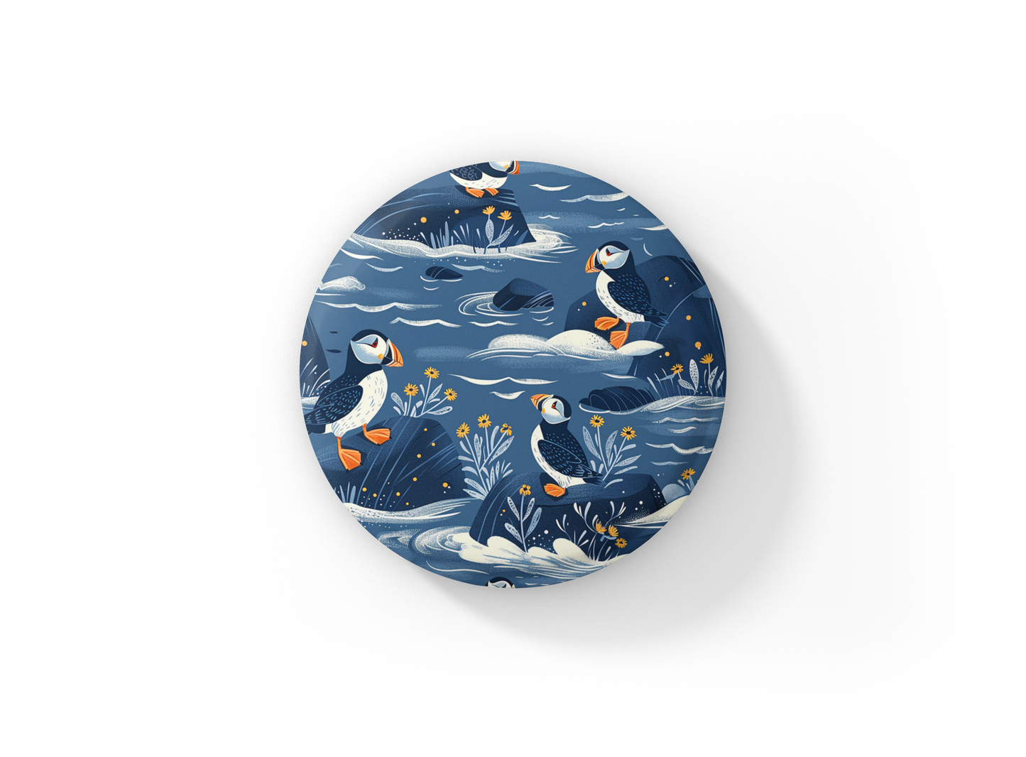 Puffin 6 Pin Back Button, Magnet