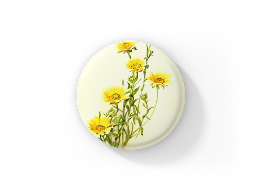 Yellow Flower Pin Back Button