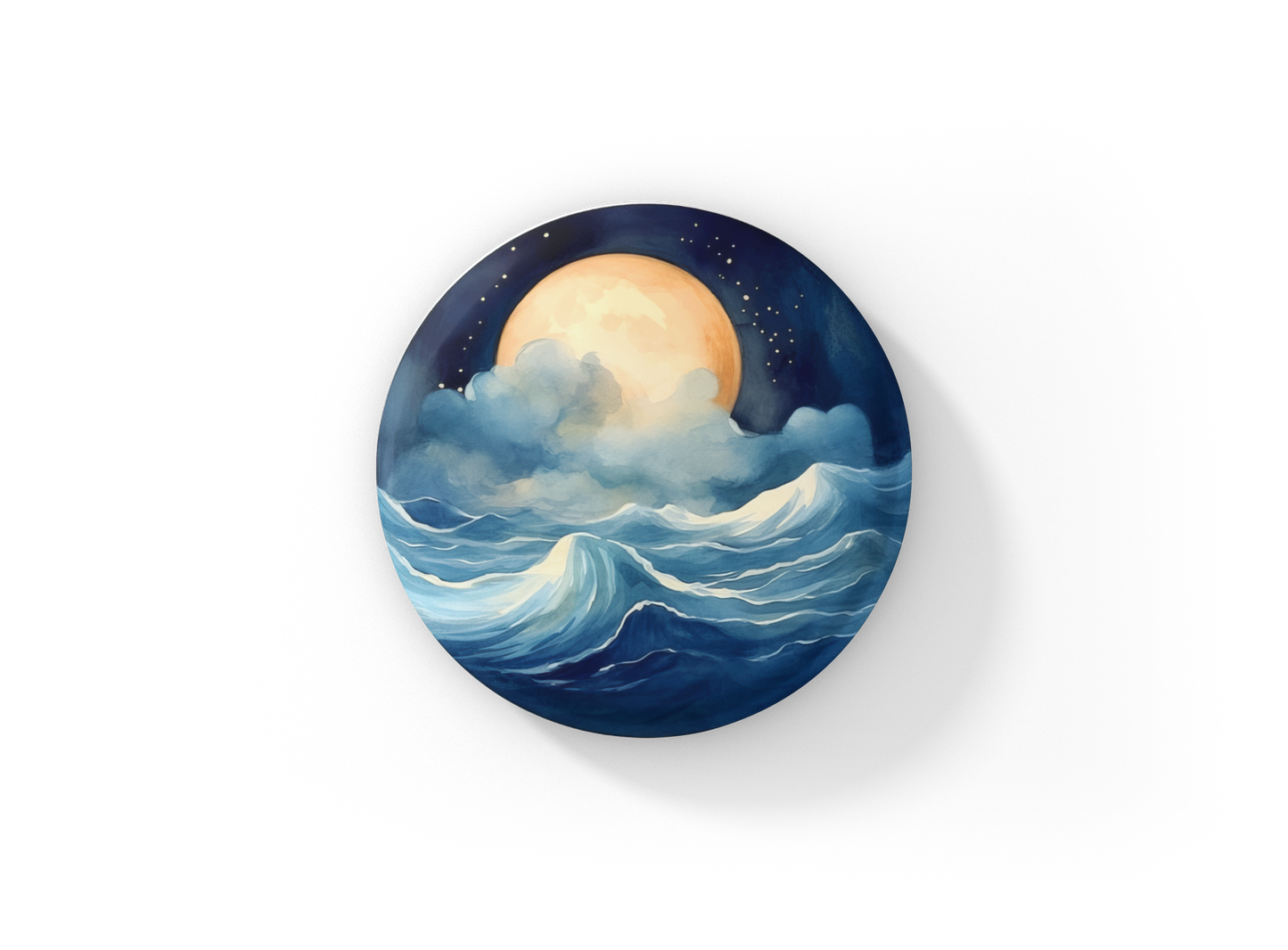 Ocean Moon Pin Back Button, Magnet, Keychain