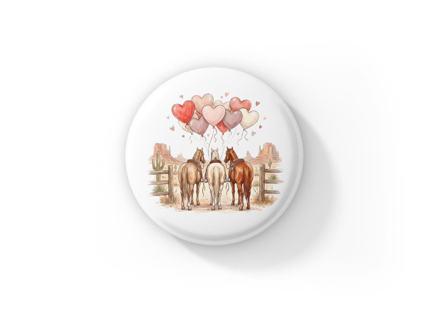 Valentine Horses Pin Back Button, Magnet