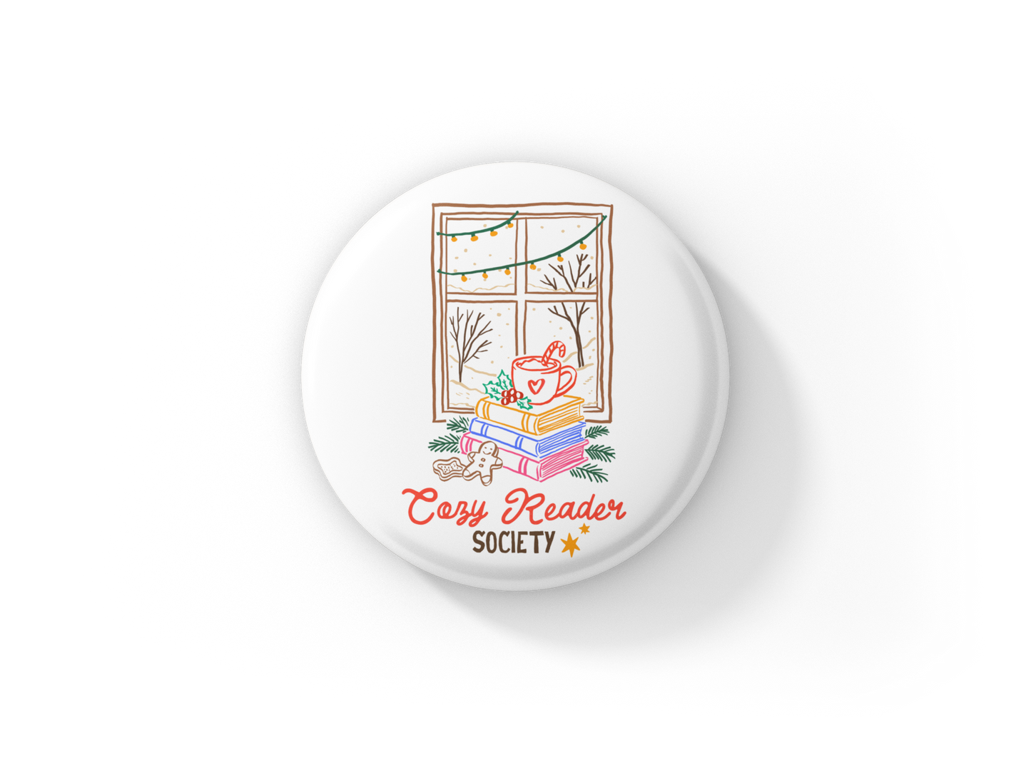 Cozy Reader Society Pin Back Button, Magnet