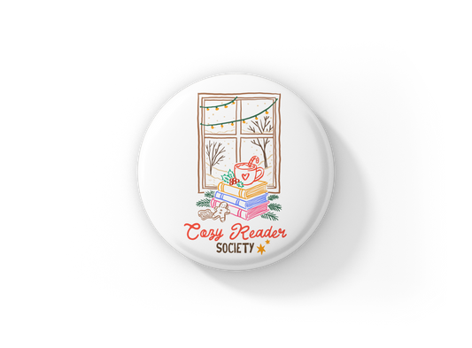Cozy Reader Society Pin Back Button, Magnet
