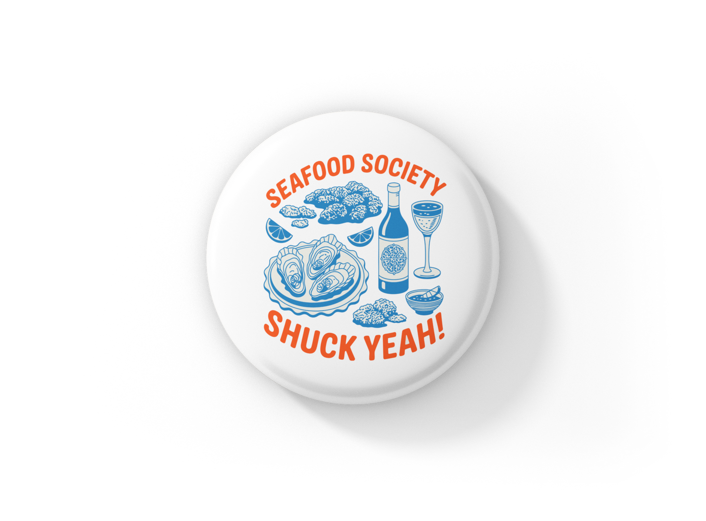 Seafood Society Pin Back Button, Magnet