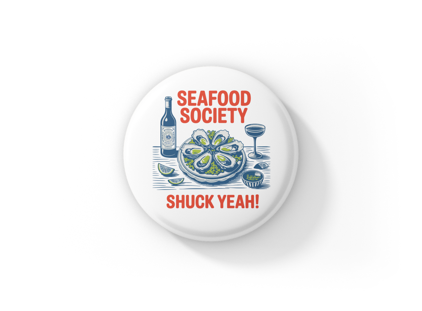 Seafood Society Pin Back Button, Magnet