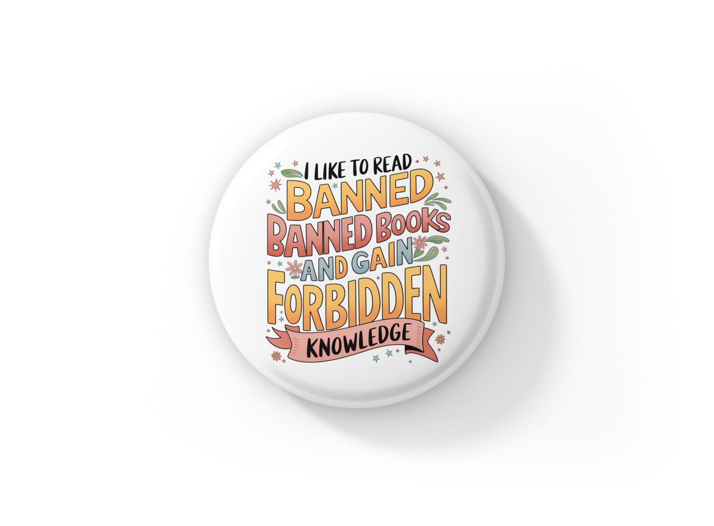 I Like To Read Banned Books Pin Back Button, Magnet