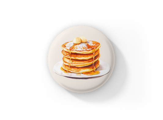 Pancakes With Butter Pin Back Button, Magnet