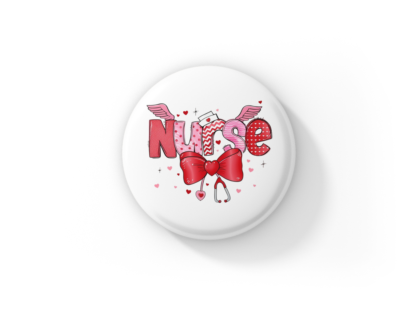 Nurse Valentine Pin Back Button, Magnet