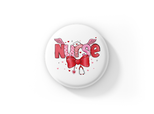 Nurse Valentine Pin Back Button, Magnet