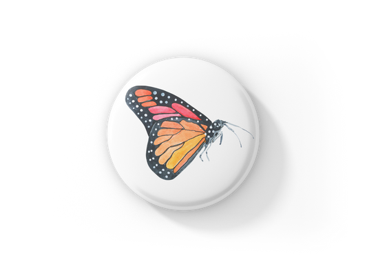 Monarch Butterfly Pin Back Button, Magnet, Keychain