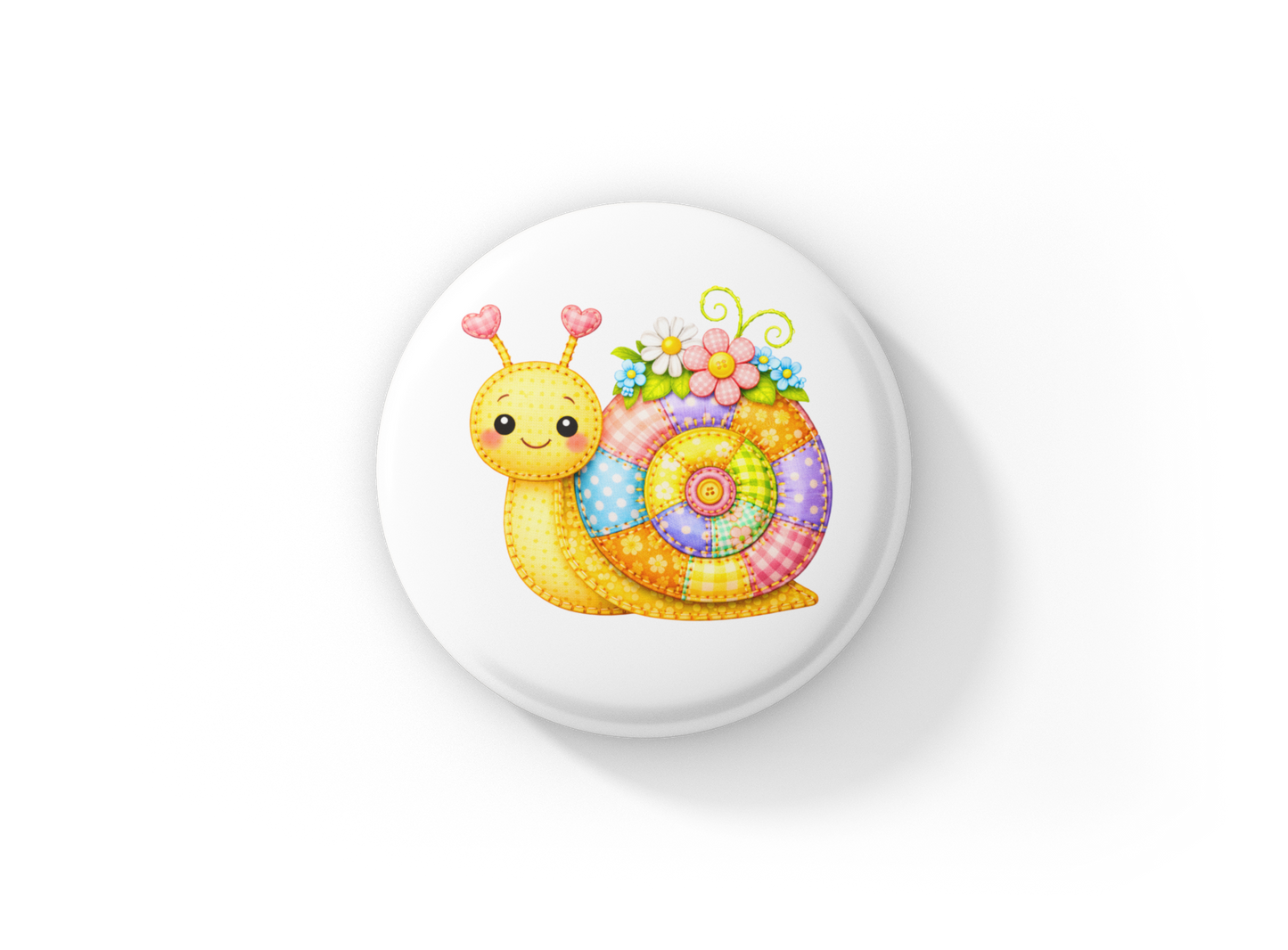 Snail Quilted Pin Back Button, Magnet