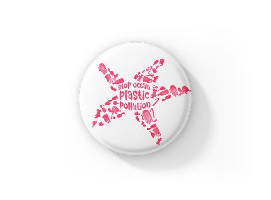 Stop Ocean Plastic Pollution Pin Back Button, Magnet, Keychain