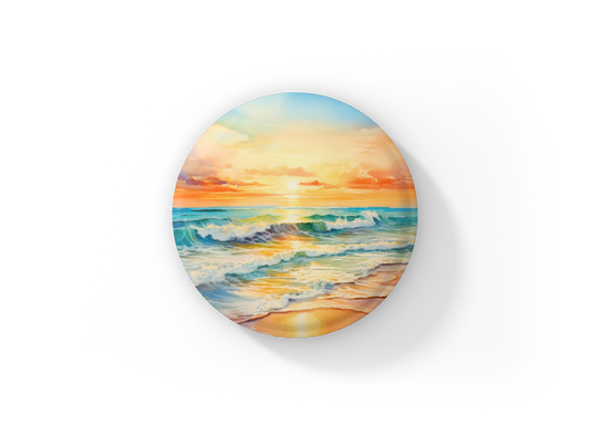 Beach Landscape 7 Pin Back Button, Magnet, Keychain
