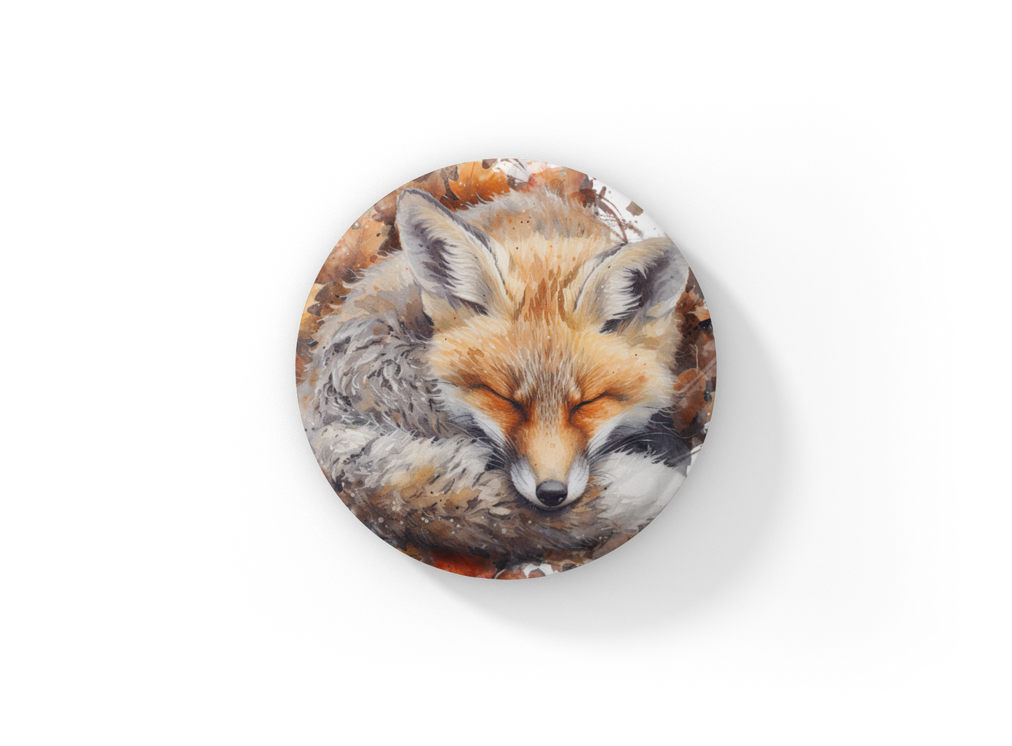 Sleeping Fox 2 Pin Back Button, Magnet
